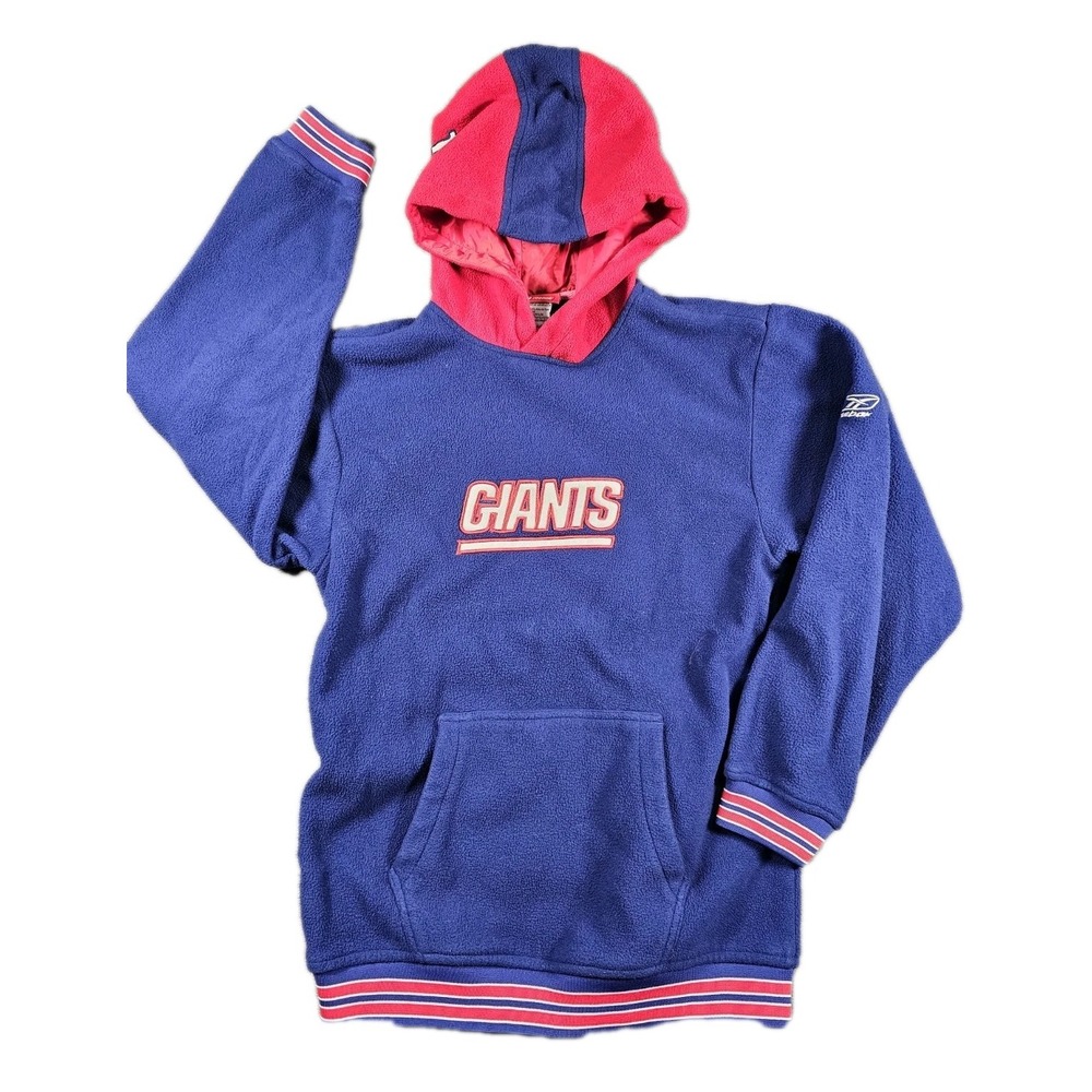 Vintage Reebok NFL New York Giants Hoodie Fleece Blue Red Youth Large